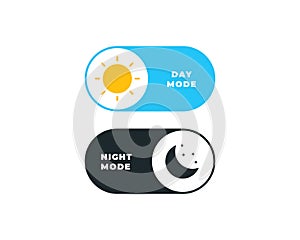 Day and night switcher - web site button with moon and sun to switch the day and night view or mode - isolated vector UI element