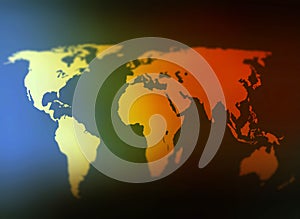 Day and night world map selective focus