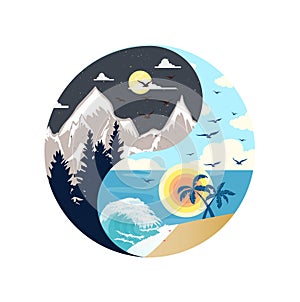 Day and night ying yang illustration