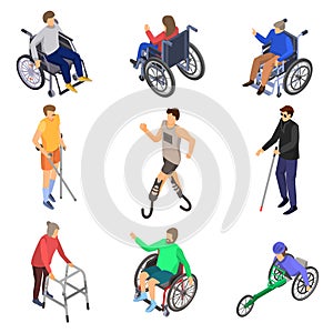 Day persons disabilities icon set, isometric style photo