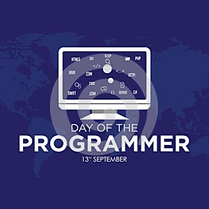Day of the Programmer template with monitor icon and coding
