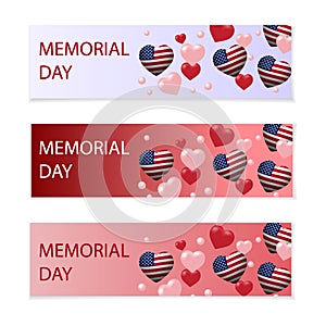 Day of Remembrance. Illustration in honor of the national US holiday with a heart in the USA flag style. Holiday flyers