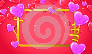 Day sale background.Romantic composition with hearts, balloons and beads. Vector illustration for website , posters,ads, coupons,