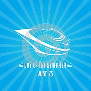 Day of the seafarer 25 june. Vector slhouette of yach or boat