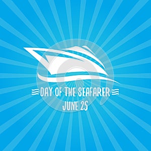 Day of the seafarer 25 june. Vector slhouette of yach or boat