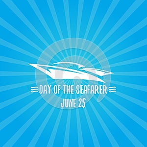 Day of the seafarer 25 june. Vector slhouette of yach or boat