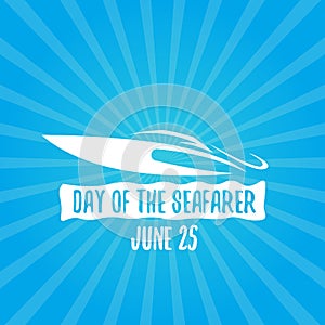 Day of the seafarer 25 june. Vector slhouette of yach or boat