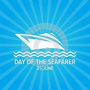 Day of the seafarer 25 june. Vector slhouette of yach or boat
