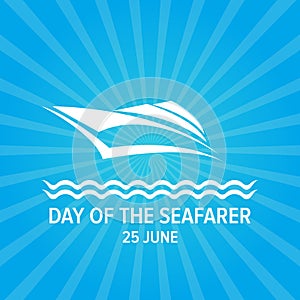 Day of the seafarer 25 june. Vector slhouette of yach or boat