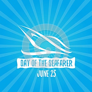 Day of the seafarer 25 june. Vector slhouette of yach or boat