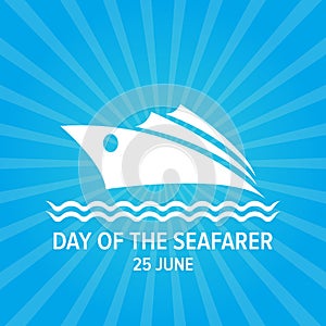 Day of the seafarer 25 june. Vector slhouette of yach or boat