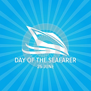 Day of the seafarer 25 june. Vector slhouette of yach or boat