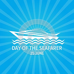 Day of the seafarer 25 june. Vector slhouette of yach or boat