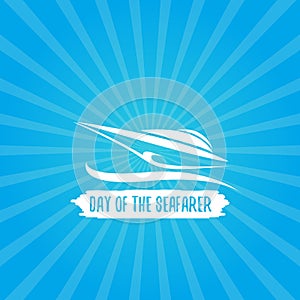 Day of the seafarer 25 june. Vector slhouette of yach or boat