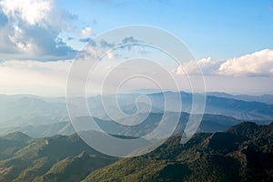 Day time with blue sky and sunray or sunbeam at Doi Luang Chiang Dao, Chaingmai, Thailand.