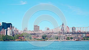 Day time queensboro bridge traffic 4k time lapse from new york