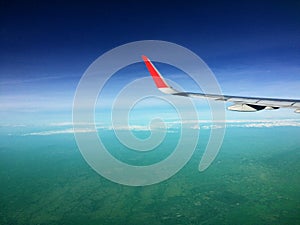 Day-time Sky images. With the clouds, and some of the aircraft. The atmosphere in the winter sky and mountain in Thailand.