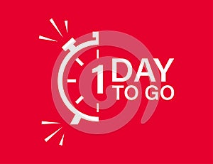 1 day to go isolated vector icon. Red countdown vector sign. Vector alarm of sale or low price. Christmas sales photo