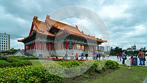 Day to Night time lapse of National Theater and Concert Hall in Taipei, Taiwan, 4K timelapse