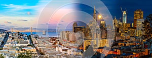 Day to night timelapse timeslice San Franciso panorama with full