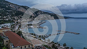 Day to night transition time lapse of Menton