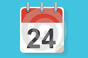 Day Twenty-four Simple calendar with date 24. Flat calendar icon vector illustration. calendar icon flat day 24. Vector illustrati