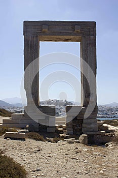 Day view of Portara marble gate in Naxos