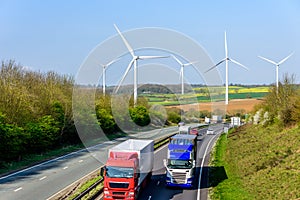 Day view UK Motorway Road Wind Turbines photo