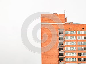 Day winter view shot of empty old red brick building