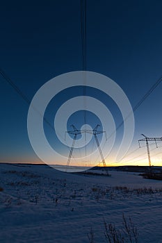 Daybreak above powerlines