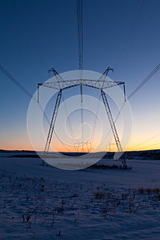 Daybreak above powerlines