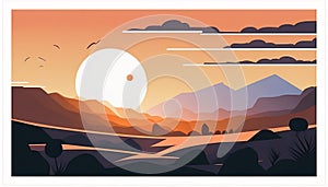 Daybreak on a Flat World - An Adobe Illustration of a Serene Environment, Made with Generative AI