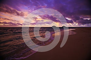 Daybreak at Lanikai beach in Hawaii