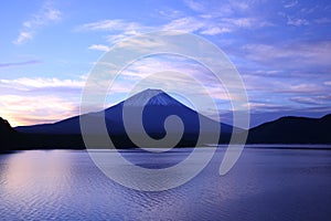 Daybreak Mt. Fuji and Lake Motosu