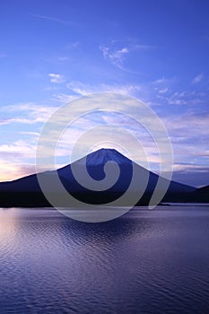 Daybreak Mt. Fuji and Lake Motosu photo