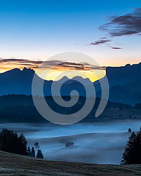 Daybreak on Seiser Alm, South Tyrol