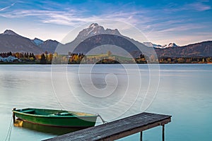 Daybreak and sunrise at Lake Hopfensee