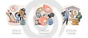Daycare service abstract concept vector illustrations.