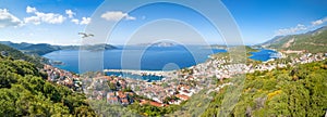 Daylight aerial panoramic view of resort town Kas in Turkey