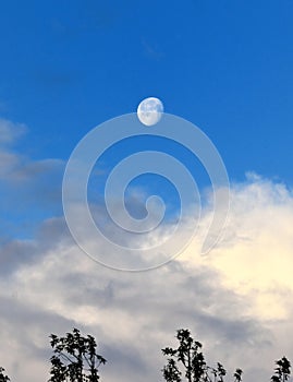 Daylight Moon With Clouds, Coquille, Oregon, Coos County