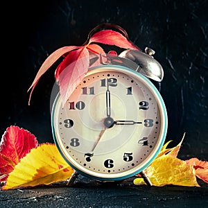 Daylight Saving Time concept, fall back one hour in autumn