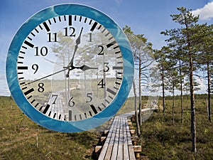 Daylight Saving Time DST. Clock going to summer time +1h. Turn time forward