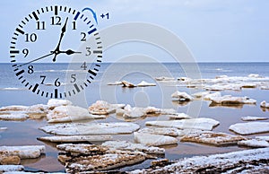 Daylight Saving Time. DST. Wall Clock going to winter time.