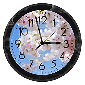 Daylight Saving Time. DST. Wall Clock going to winter time. Turn time forward. Abstract photo of changing time at spring