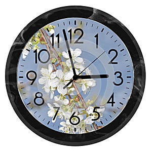 Daylight Saving Time. DST. Wall Clock going to winter time. Turn time forward. Abstract photo of changing time at spring