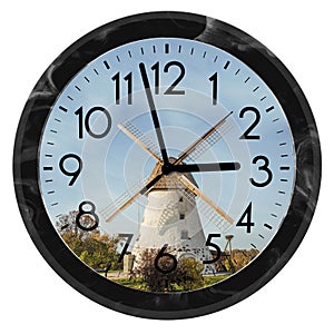 Daylight Saving Time. DST. Wall Clock going to winter time. Turn time forward. Abstract photo of changing time at spring