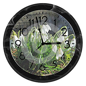 Daylight Saving Time. DST. Wall Clock going to winter time. Turn time forward. Abstract photo of changing time at spring