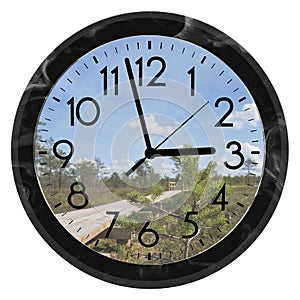 Daylight Saving Time. DST. Wall Clock going to winter time. Turn time forward. Abstract photo of changing time at spring