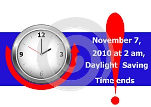 Daylight saving time ends. vector.