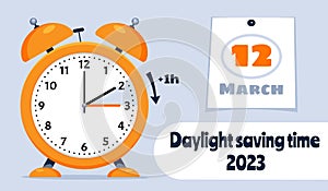 Daylight Saving Time March 12, 2023 Concept.